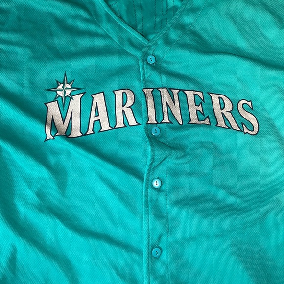 Y2K Seattle Mariners Ichiro Suzuki Teal XL button up Jersey GIVEAWAY - Picture 4 of 11